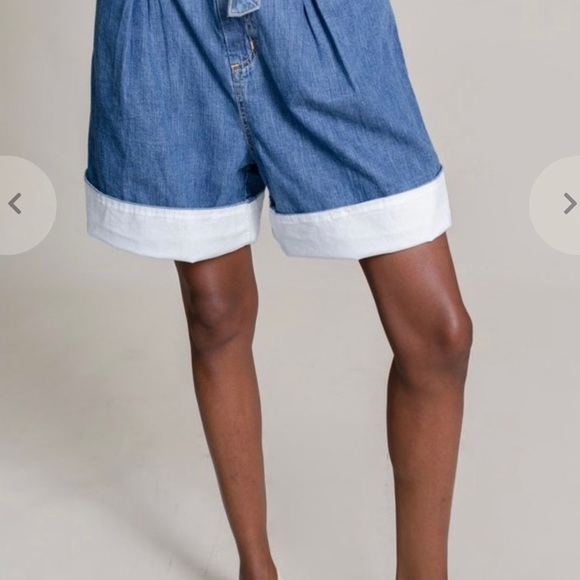 RACHEL COMEY IROLO DENIM PAPER BAG SHORTS - Picture 2 of 11